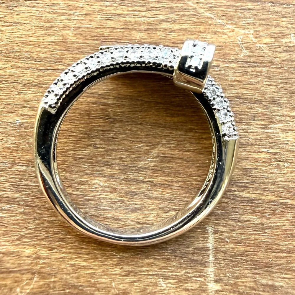Silver Pave Crystal Nail Wrap Ring - Picture 3 of 5